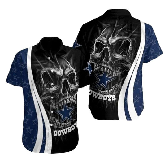 Dallas Cowboys Dark Skull Halloween Hawaiian Shirt - Moonbestprint