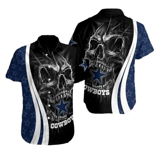 Dallas Cowboys Dark Skull Halloween Hawaiian Shirt - Moonbestprint