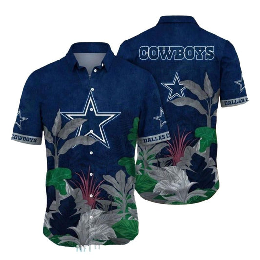 Dallas Cowboys Dark Tropical Leaves Hawaiian Shirt - Moonbestprint