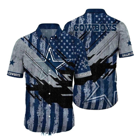 Dallas Cowboys Distressed American Flag Hawaiian Shirt - Moonbestprint