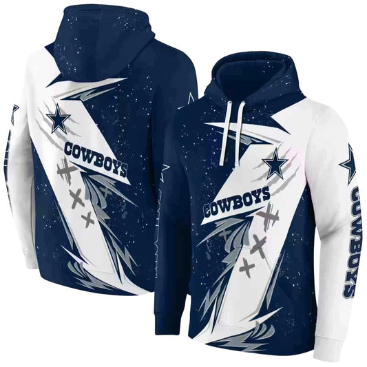 Dallas Cowboys Dynamic Slash Blue White AOP Hoodie - Moonbestprint
