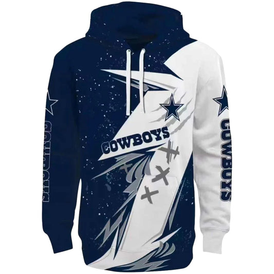 Dallas Cowboys Dynamic Slash Blue White AOP Hoodie - Moonbestprint