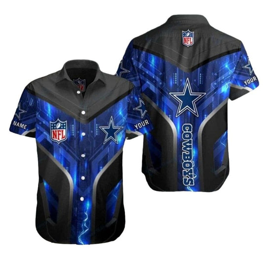 Dallas Cowboys Electric Blue Hawaiian Shirt - Moonbestprint