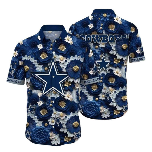 Dallas Cowboys Evening Bloom Elegance Hawaiian Shirt - Moonbestprint