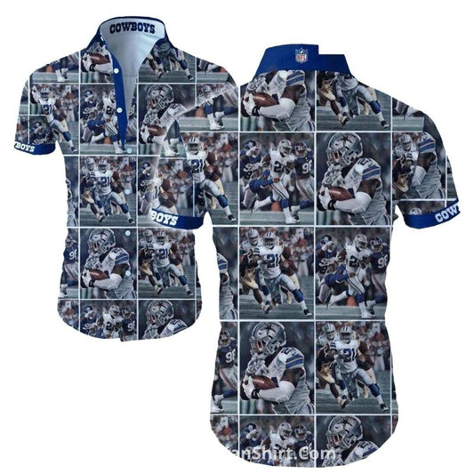 Dallas Cowboys Football Player Action Collage Hawaiian Shirt - Moonbestprint
