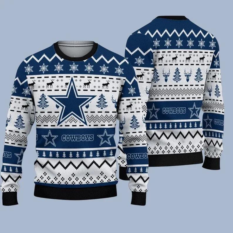 Dallas Cowboys Football Team Ugly Christmas Sweatshirt, Dallas Cowboys Ugly Christmas Sweater Moonbestprint