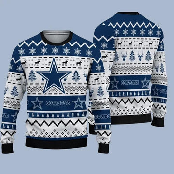 Dallas Cowboys Football Team Ugly Christmas Sweatshirt, Dallas Cowboys Ugly Christmas Sweater Moonbestprint