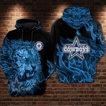 Dallas Cowboys Football Tiger Smoke Blue 3D Hoodie, NFL Hoodie Moonbestprint