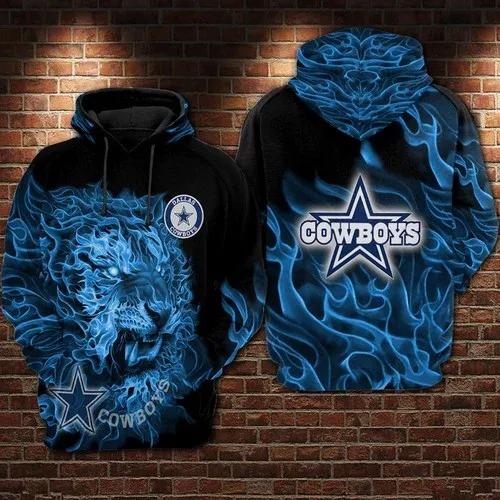 Dallas Cowboys Football Tiger Smoke Blue 3D Hoodie, NFL Hoodie Moonbestprint