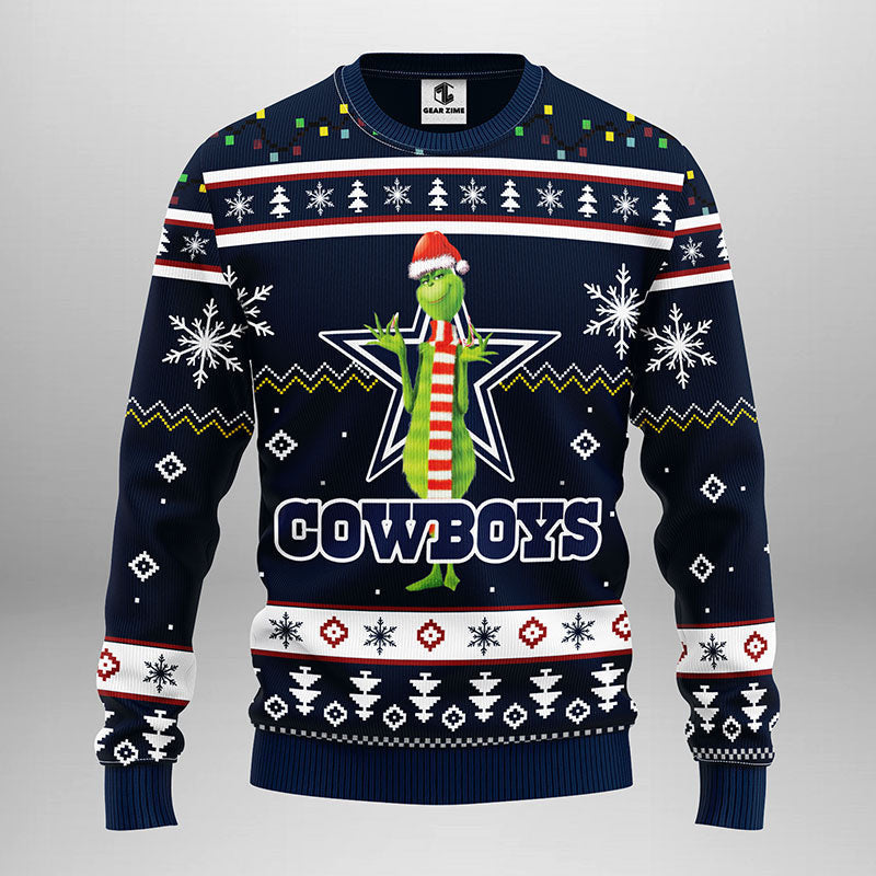 Dallas Cowboys Funny Grinch Ugly Christmas Sweater, Grinch Xmas Sweater Moonbestprint