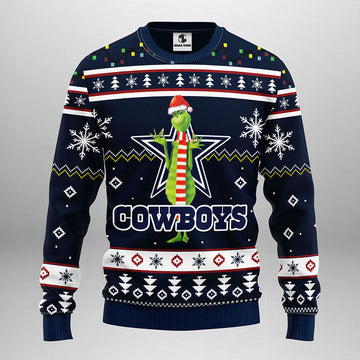 Dallas Cowboys Funny Grinch Ugly Christmas Sweater, Grinch Xmas Sweater Moonbestprint