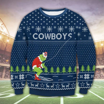 Dallas Cowboys Funny Grinch Ugly Christmas, NFL Christmas Sweater Moonbestprint