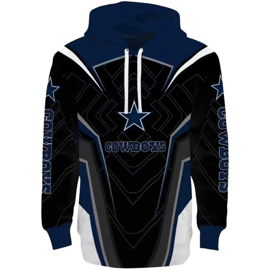 Dallas Cowboys Futuristic Pattern Blue Black AOP Hoodie - Moonbestprint