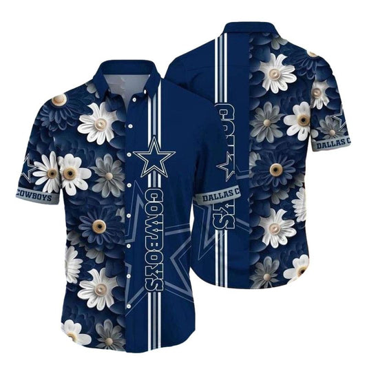 Dallas Cowboys Golden Daisy Navy Twilight Garden Hawaiian Shirt - Moonbestprint