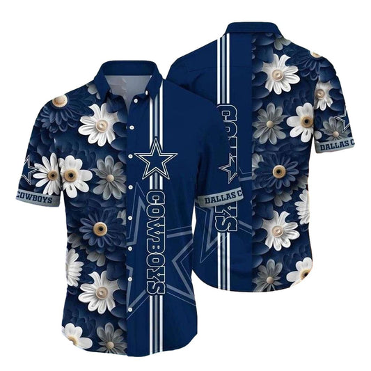 Dallas Cowboys Golden Daisy Navy Twilight Garden Hawaiian Shirt - Moonbestprint