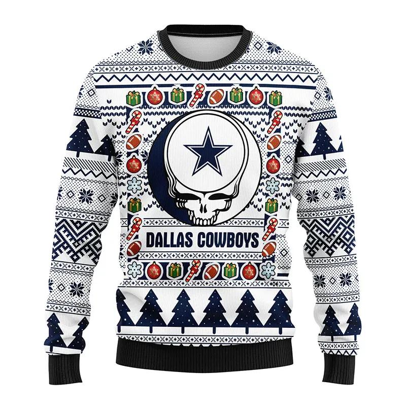 Dallas Cowboys Grateful Dead Ugly Christmas Sweater, Christmas Sweater Dallas Cowboys Moonbestprint