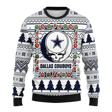 Dallas Cowboys Grateful Dead Ugly Christmas Sweater, Christmas Sweater Dallas Cowboys Moonbestprint
