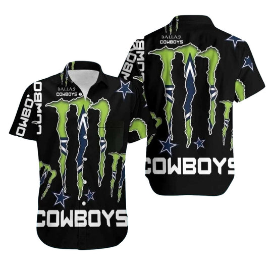 Dallas Cowboys Green Claw Energy Drink Theme Hawaiian Shirt - Moonbestprint