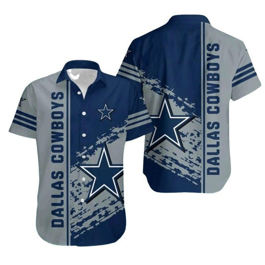 Dallas Cowboys Grunge Star And Stripe Pattern Hawaiian Shirt - Moonbestprint