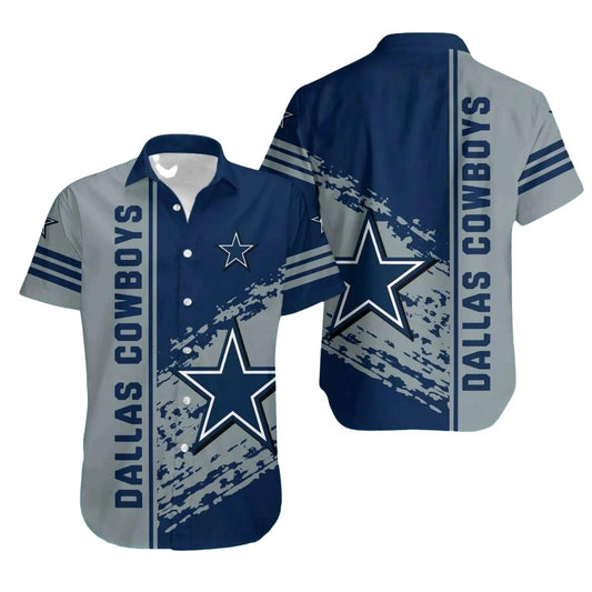 Dallas Cowboys Grunge Star And Stripe Pattern Hawaiian Shirt - Moonbestprint