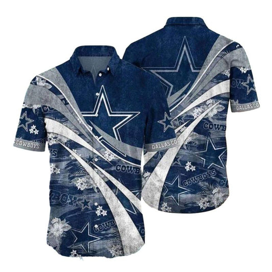 Dallas Cowboys Grunge Wave Style Hawaiian Shirt - Moonbestprint