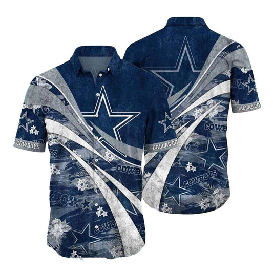Dallas Cowboys Grunge Wave Style Hawaiian Shirt - Moonbestprint