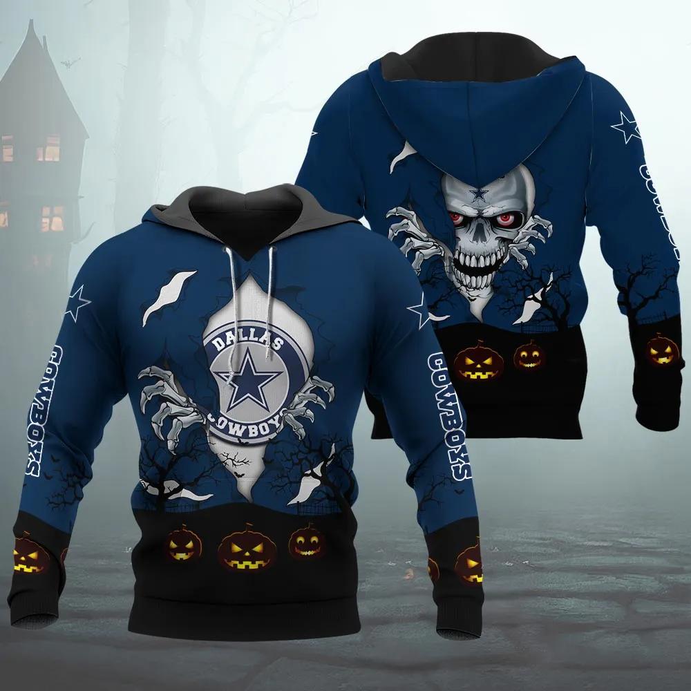 Dallas Cowboys Halloween 3D Apparel, NFL Hoodie Moonbestprint