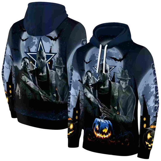 Dallas Cowboys Halloween Vibes Blue Black AOP Hoodie - Moonbestprint