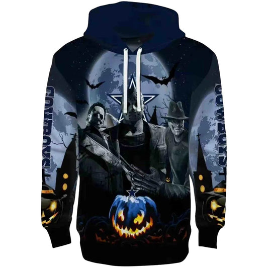 Dallas Cowboys Halloween Vibes Blue Black AOP Hoodie - Moonbestprint