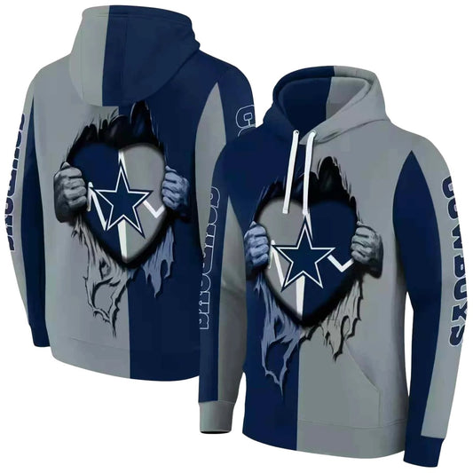 Dallas Cowboys Heartbeat Graphic Inside Me Blue AOP Hoodie - Moonbestprint