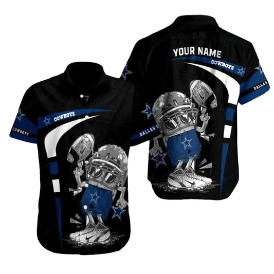 Dallas Cowboys Helmet Clash Monochrome Hawaiian Shirt - Moonbestprint