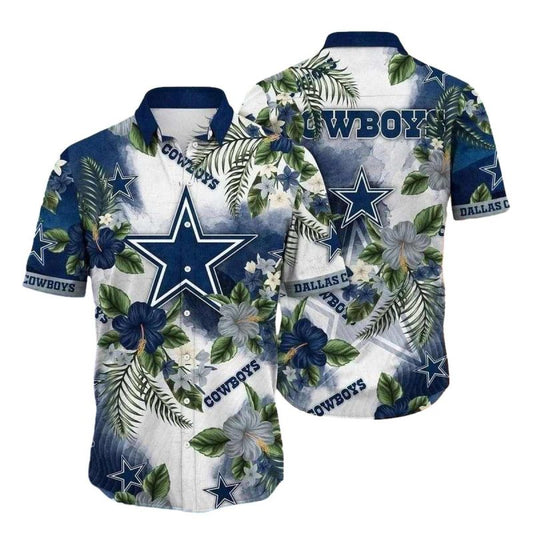 Dallas Cowboys Hibiscus Palms Harmony Hawaiian Shirt - Moonbestprint