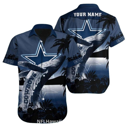 Personalized Dallas Cowboys Humpback Whale Ocean Theme Hawaiian Shirt - Moonbestprint