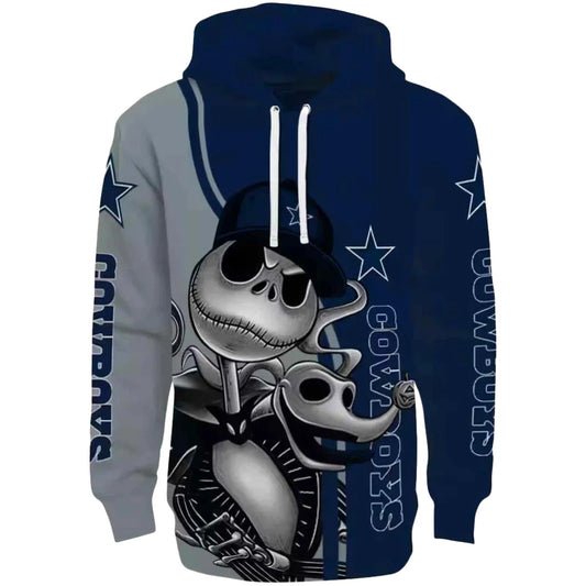 Dallas Cowboys Jack Skellington Blue AOP Hoodie - Moonbestprint