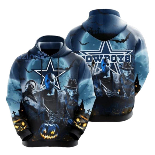 Dallas Cowboys Jason Voorhees Halloween AOP Hoodie - Moonbestprint