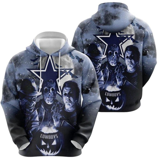 Dallas Cowboys Jason Voorhees Pumpkin Head Halloween AOP Hoodie - Moonbestprint