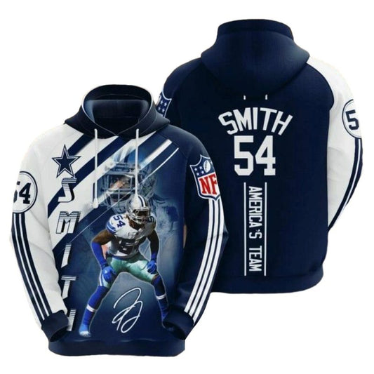 Dallas Cowboys Jaylon Smith 54 America'S Team AOP Hoodie - Moonbestprint