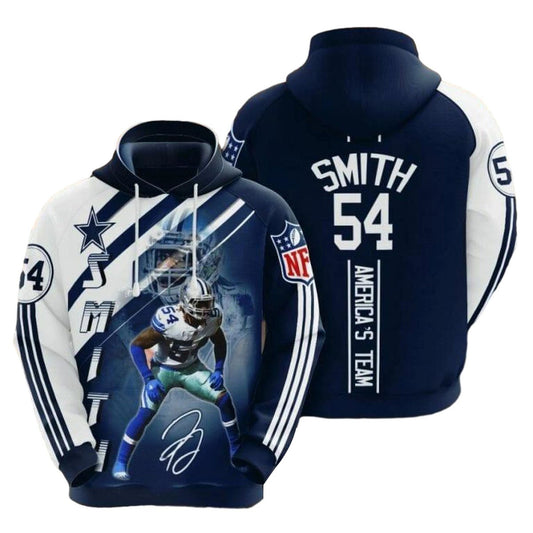 Dallas Cowboys Jaylon Smith 54 America'S Team AOP Hoodie - Moonbestprint