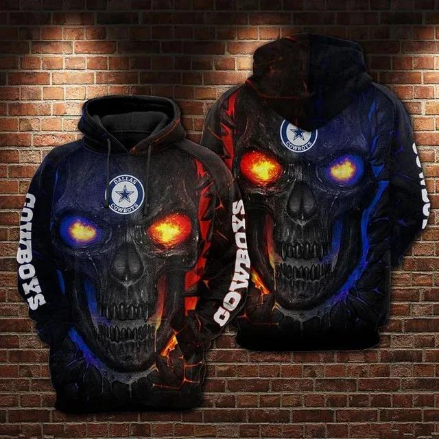 Dallas Cowboys Lava Skull 3D Hoodie, NFL Hoodie Moonbestprint