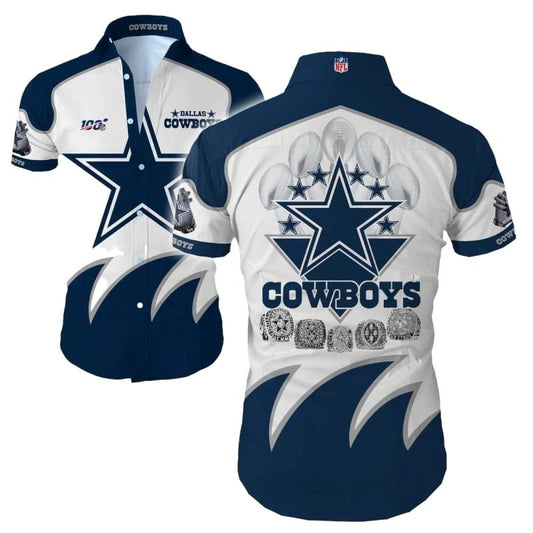 Dallas Cowboys Logo And 5 Champions Pattern Hawaiian Shirt - Moonbestprint