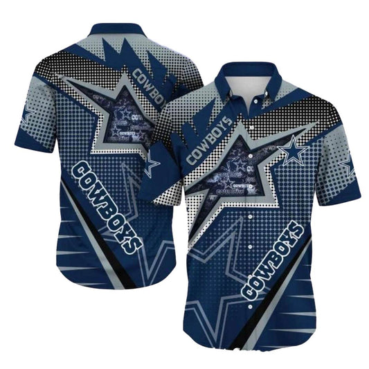 Dallas Cowboys Logo And Geometric Pattern Hawaiian Shirt - Moonbestprint