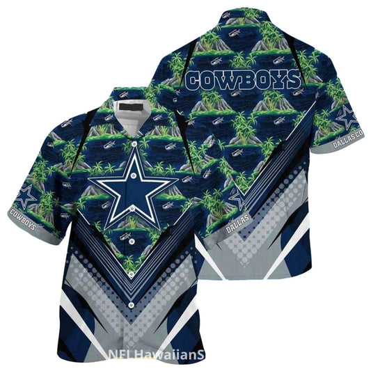Dallas Cowboys Logo And Island Palm Trees Hawaiian Shirt - Moonbestprint