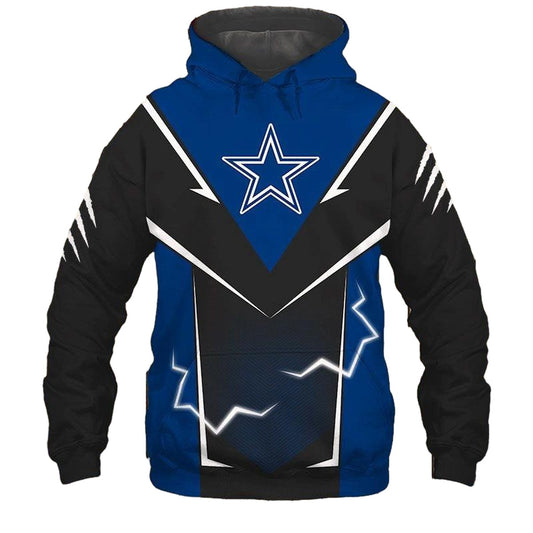 Dallas Cowboys Logo And Lightning Graphic Gift For Men AOP Hoodie - Moonbestprint