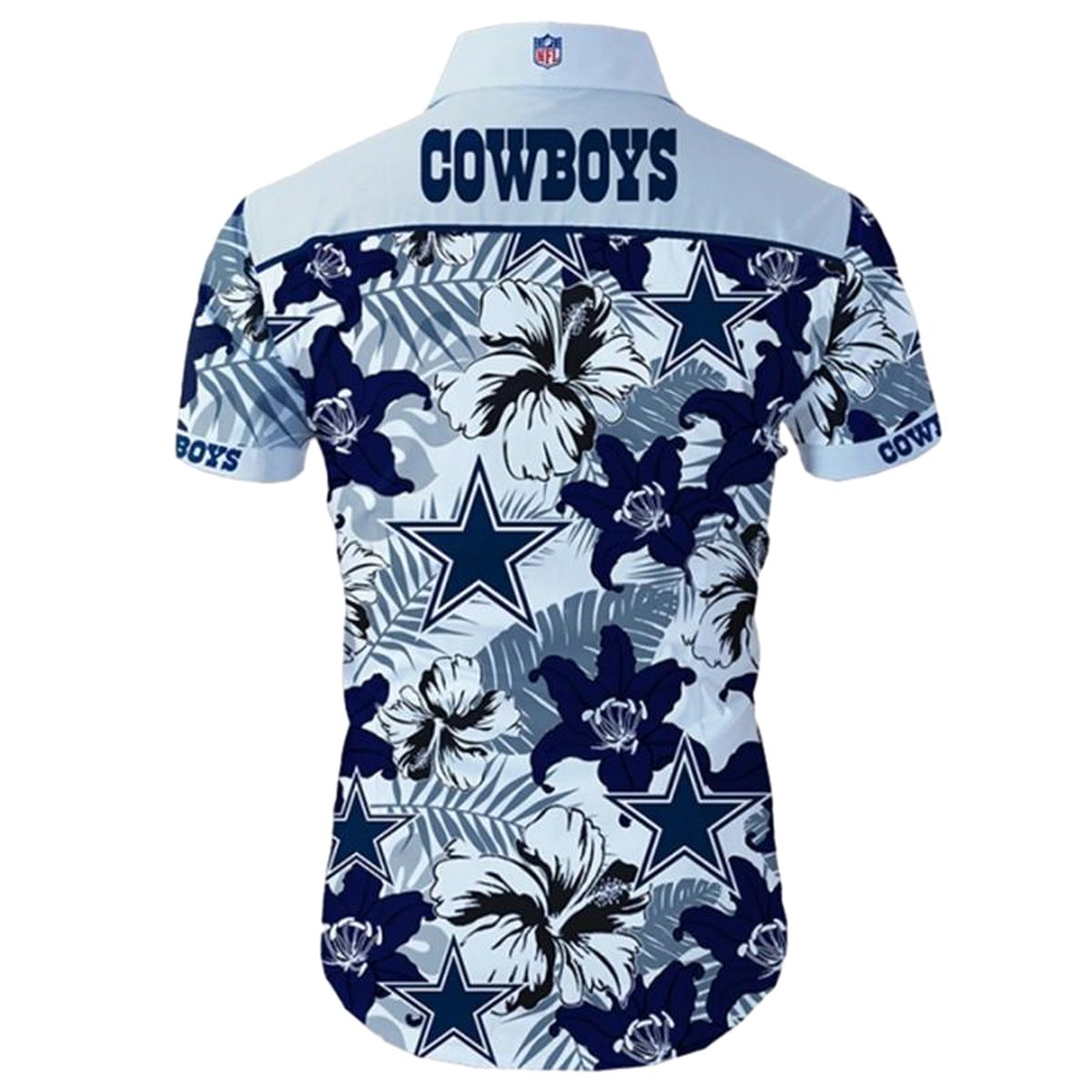 Dallas Cowboys Logo And Tropical Flower Summer Hawaiian Shirt - Moonbestprint