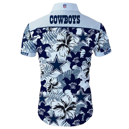 Dallas Cowboys Logo And Tropical Flower Summer Hawaiian Shirt - Moonbestprint