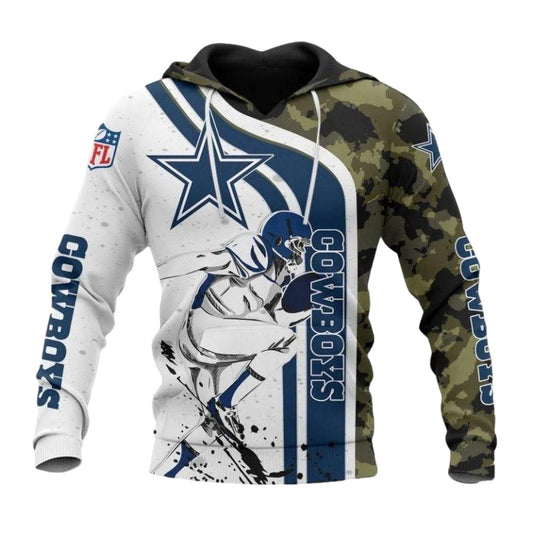 Dallas Cowboys Logo Campo Player Running AOP Hoodie - Moonbestprint