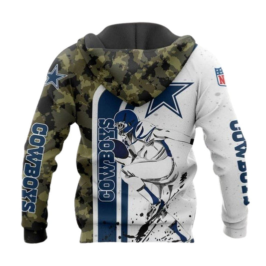 Dallas Cowboys Logo Campo Player Running AOP Hoodie - Moonbestprint