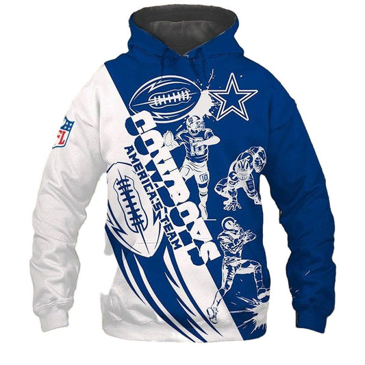 Dallas Cowboys Logo Cartoon Player Cute AOP Hoodie - Moonbestprint