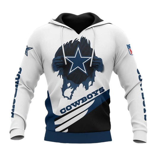 Dallas Cowboys Logo In My Heart Cool Graphic Gift For Men AOP Hoodie - Moonbestprint