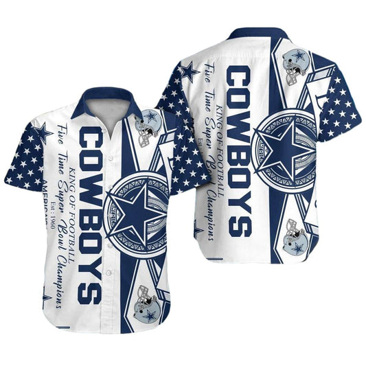 Dallas Cowboys Logo Retro White Hawaiian Shirt - Moonbestprint